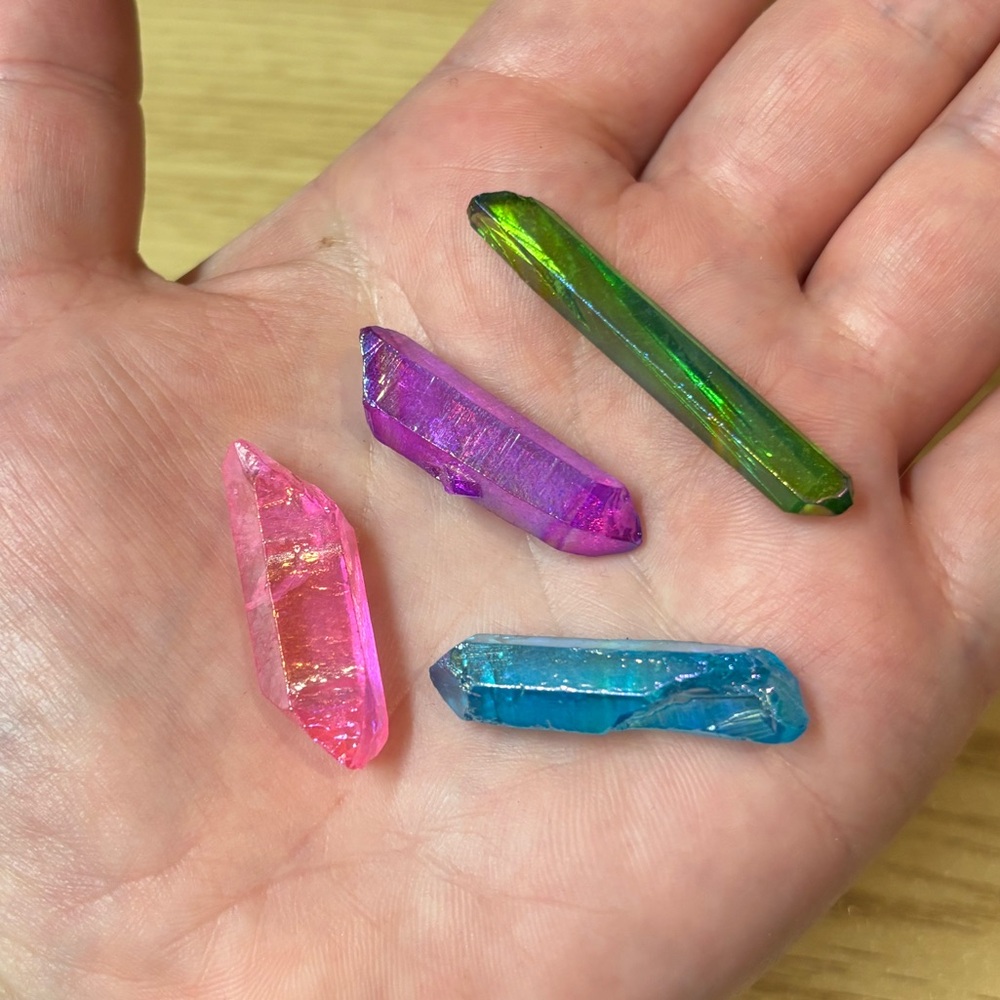 Colorful Crystal Points Set Aura Quartz